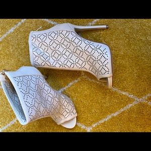 Tan peep toe Stiletto boot